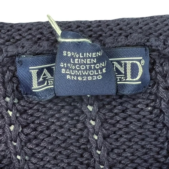 Lands End Navy Linen Cotton Rib Knit Sweater | M NWT - Picture 7 of 9